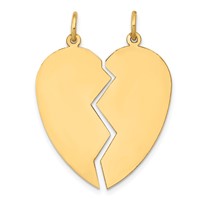14K Yellow Gold 2-piece Engravable 24mm Heart Charm Set view 1