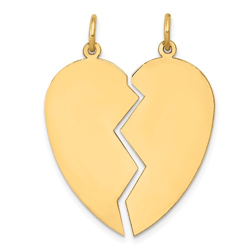 14K Yellow Gold 2-piece Engravable 24mm Heart Charm Set
