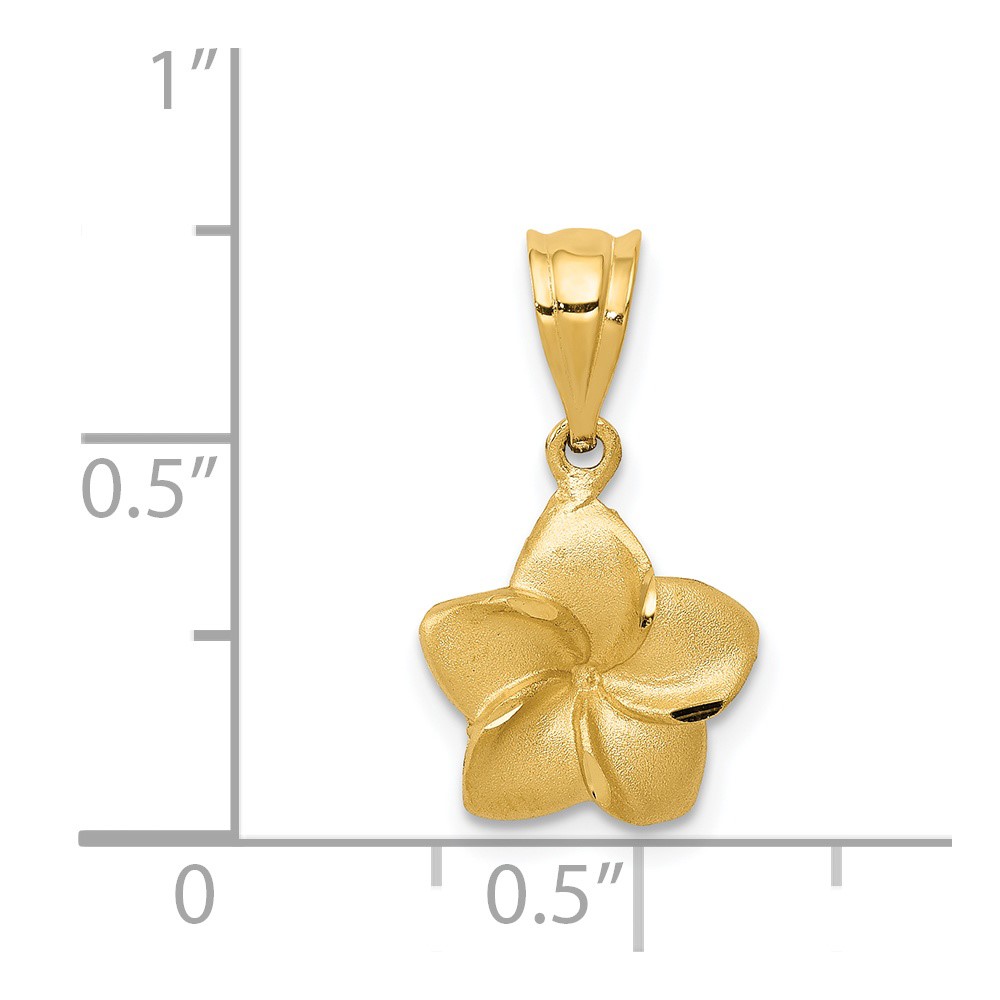 14k Plumeria Floral Charm Pendant (D330)