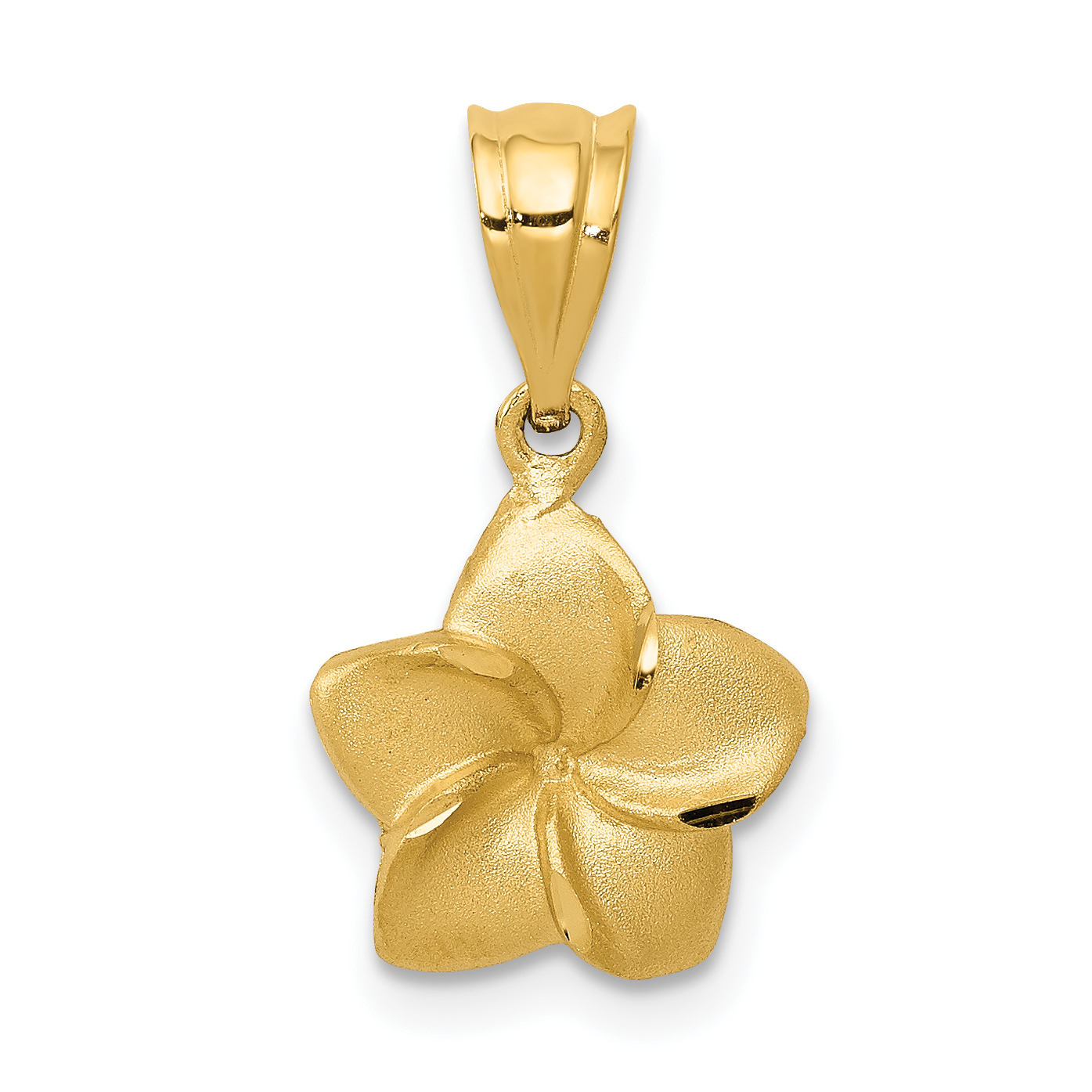 14k Plumeria Floral Charm Pendant (D330)