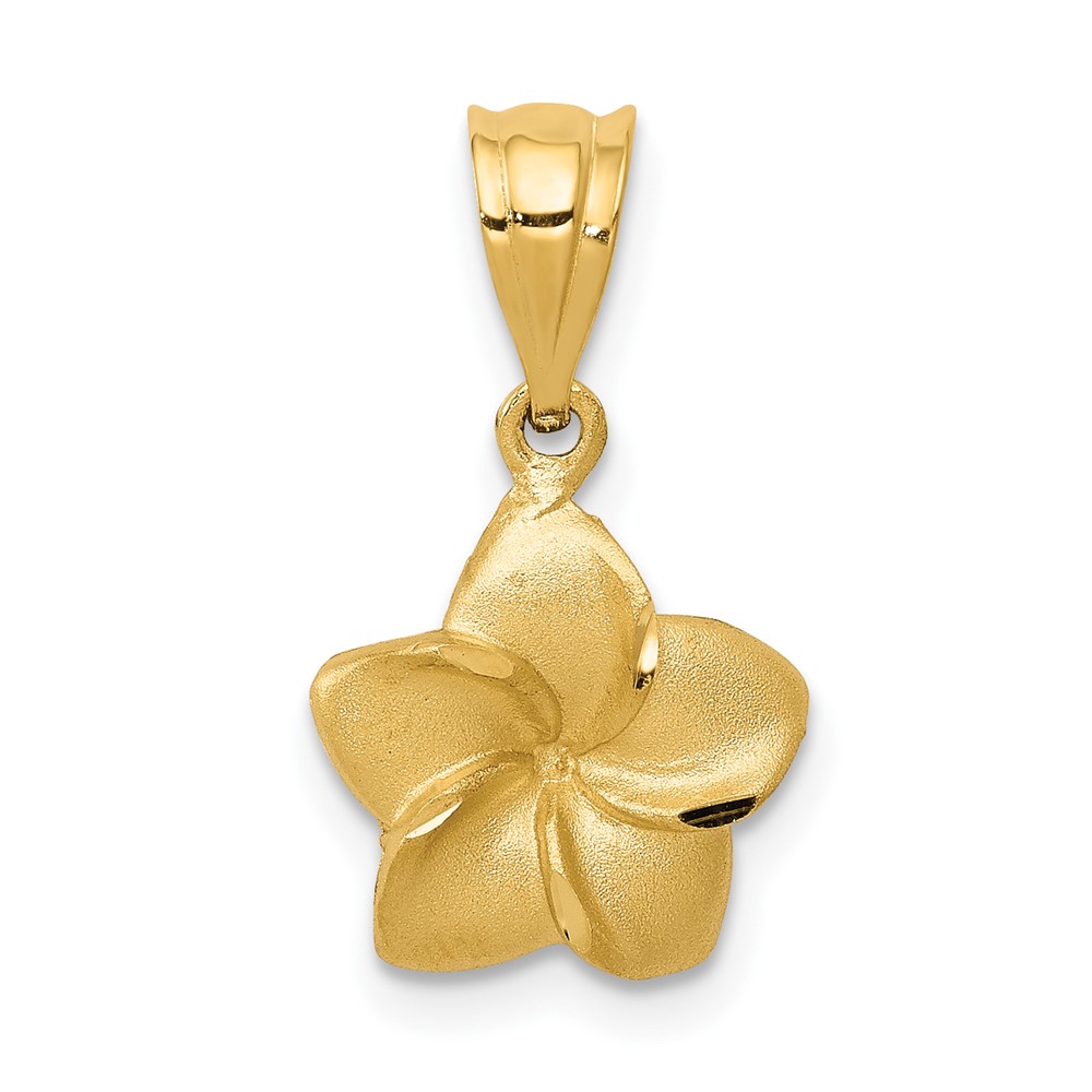 14k Plumeria Floral Charm Pendant (D330)