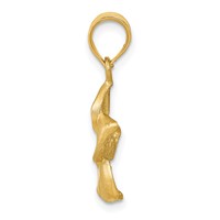 14K Yellow Gold Satin Diamond-cut Plumeria Floral Charm Pendant view 2