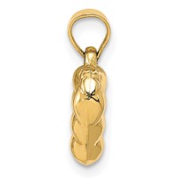 14K Yellow Gold Polished and Textured 3-D Heart Pendant view 2