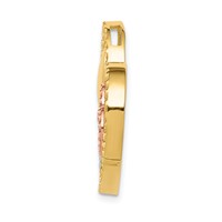 14K Yellow and Rose Gold with White Rhodium Triple Heart Chain Slide view 2