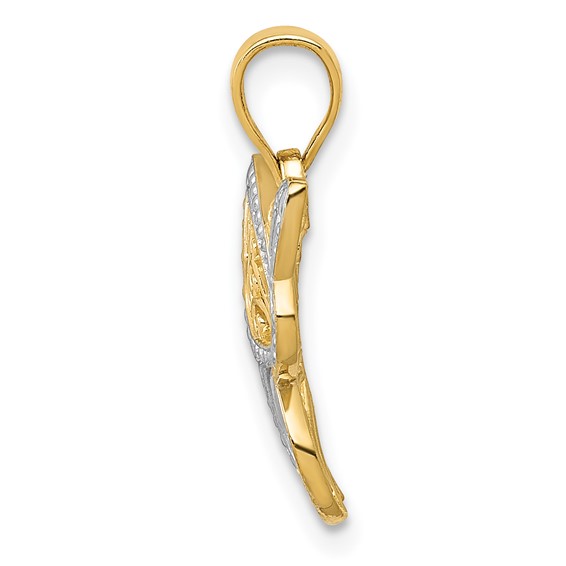 14K and White Rhodium Butterfly Charm