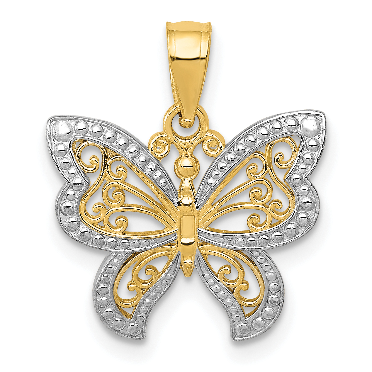 14K and Rhodium Buttterfly Charm (D3336)