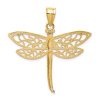 14K Yellow Gold Diamond-cut Dragonfly Pendant view 4