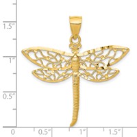 14K Yellow Gold Diamond-cut Dragonfly Pendant view 3