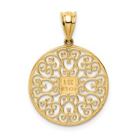 14K Yellow Gold Fancy Filigree and Diamond Cut Charm view 4
