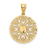 14K Yellow Gold Fancy Filigree and Diamond Cut Charm view 1