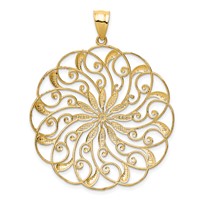 14K and White Rhodium Diamond-cut Fancy Swirl Pendant view 4