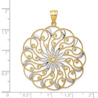 14K and White Rhodium Diamond-cut Fancy Swirl Pendant view 3