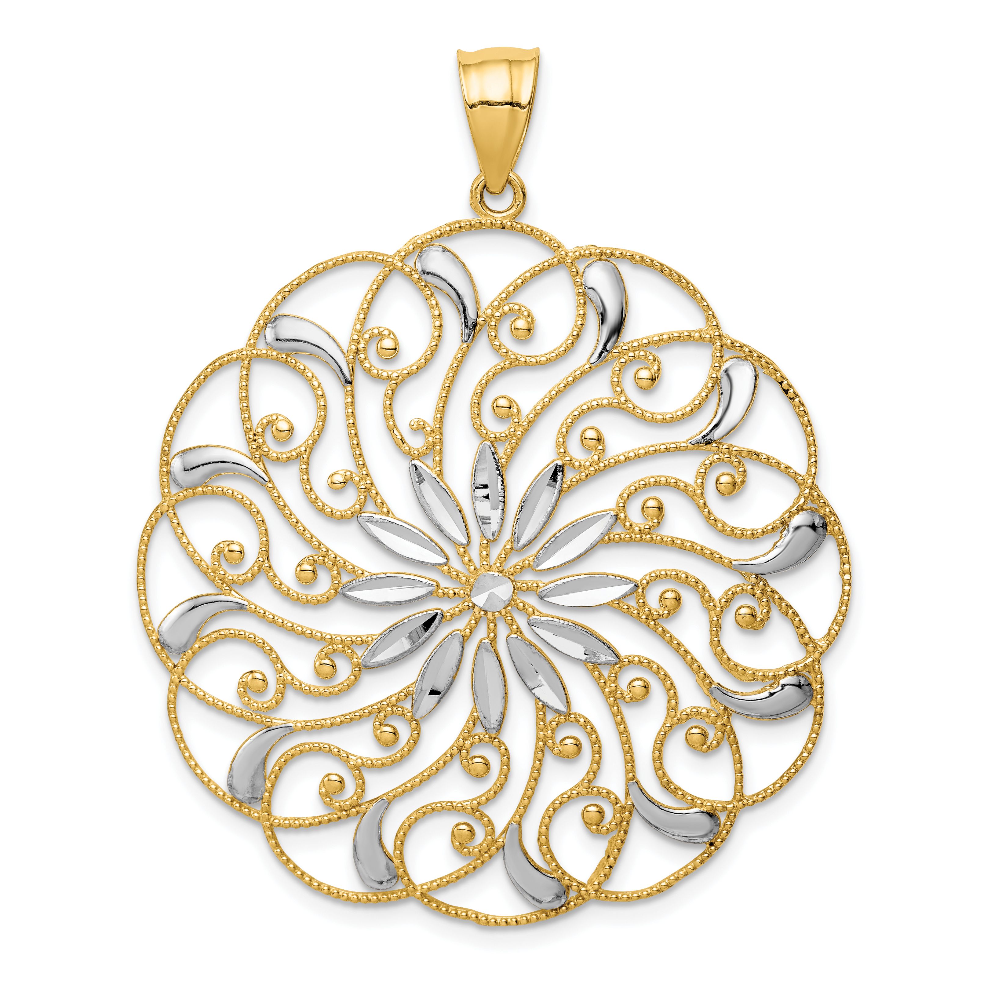 14k and White Rhodium Meridian Swirl Pendant (D3350)