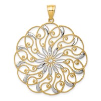 14K and White Rhodium Diamond-cut Fancy Swirl Pendant view 1