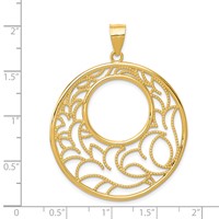 14K Yellow Gold Wavy Floral Circle Pendant view 3