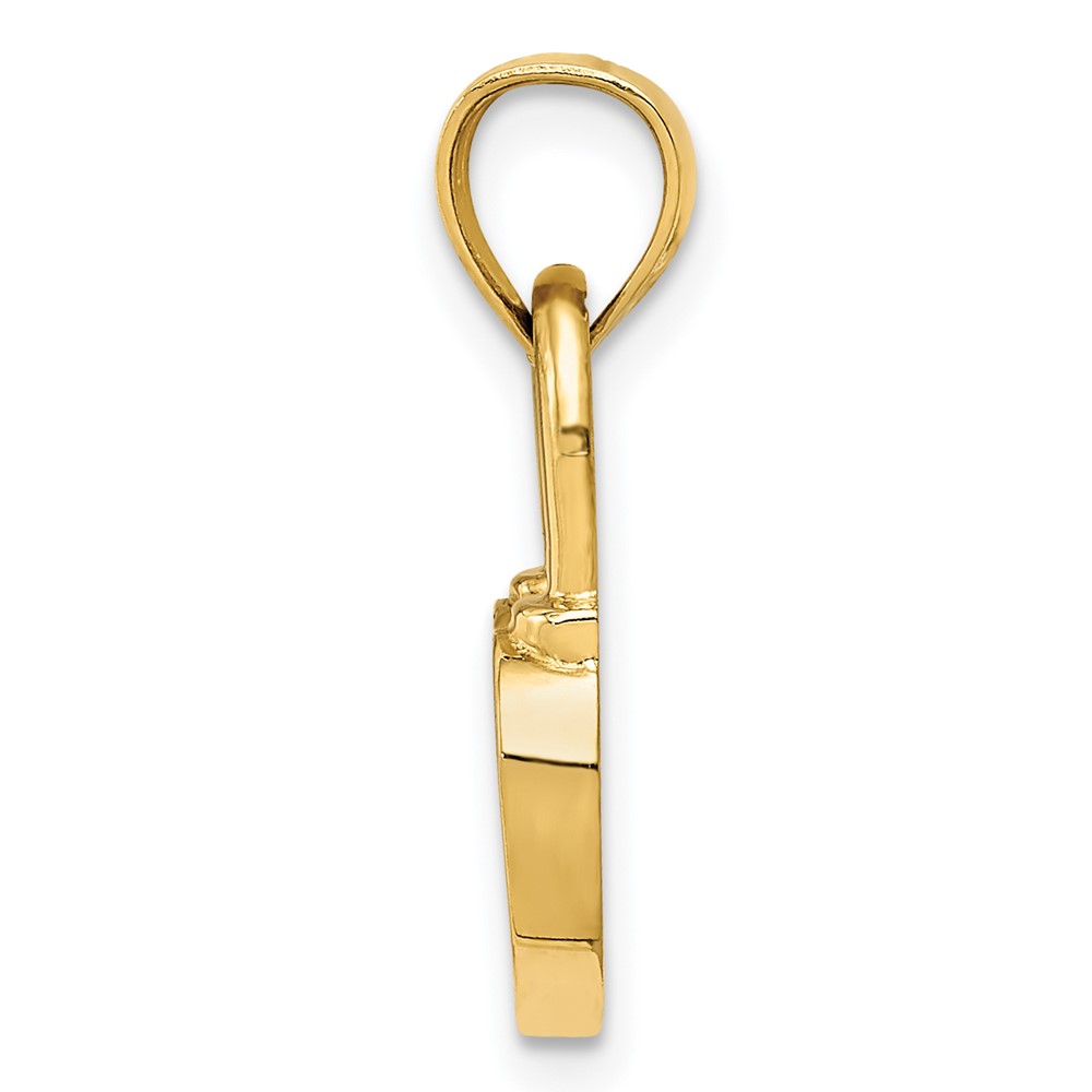 14K Polished Heart Lock Charm (D3404)