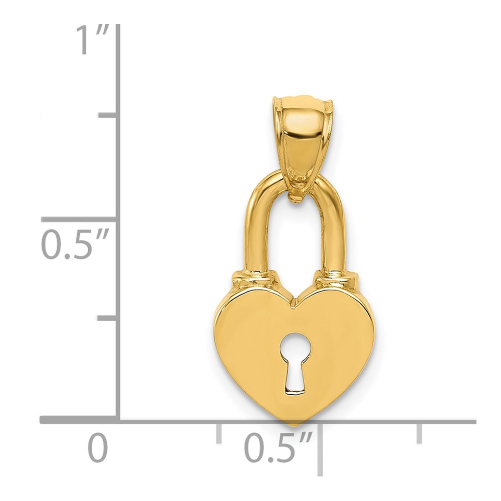 14K Polished Heart Lock Charm (D3404)