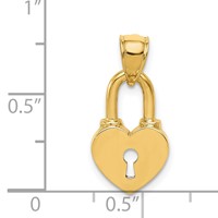 14K Yellow Gold Polished Heart Lock Charm view 3