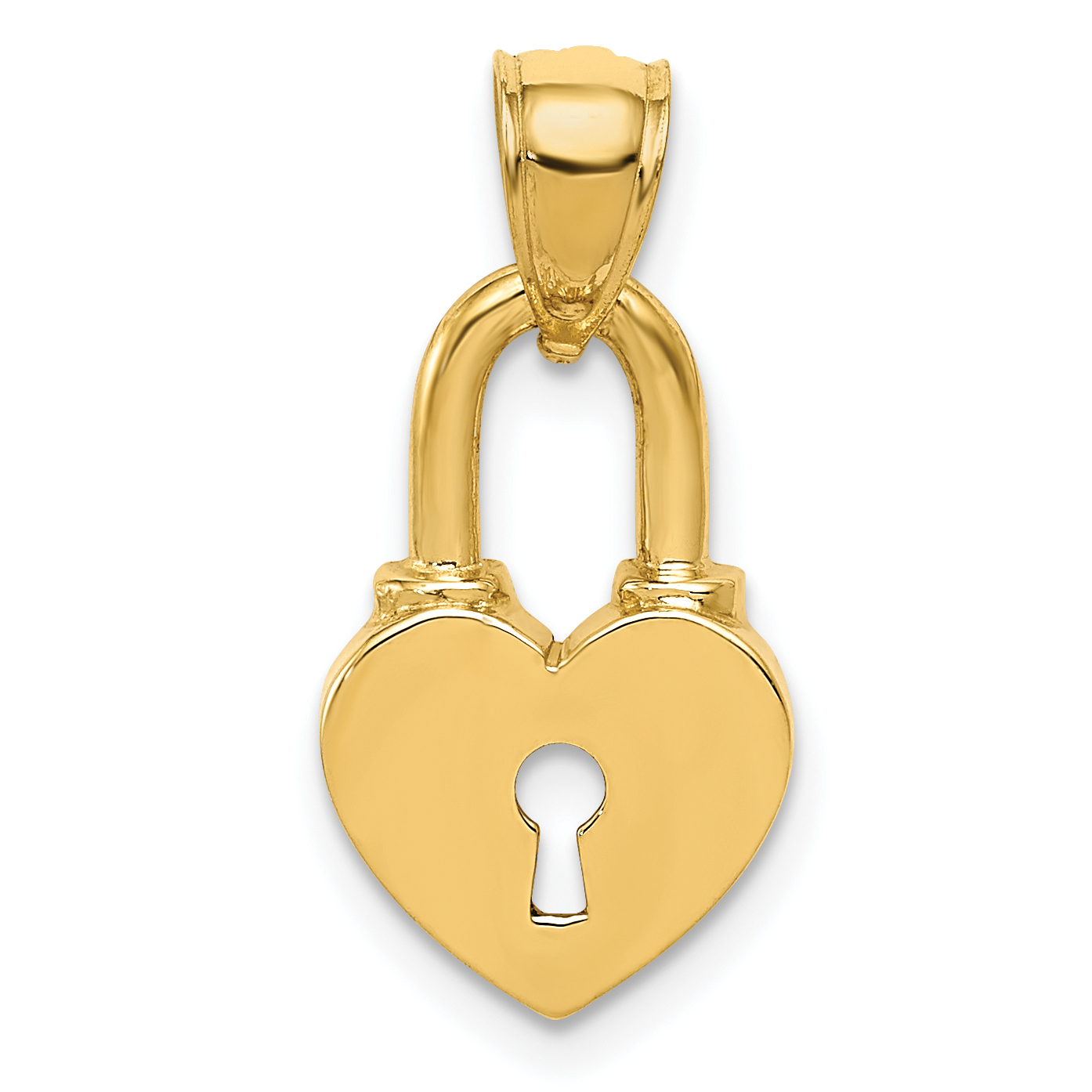 14K Polished Heart Lock Charm (D3404)