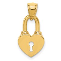 14K Yellow Gold Polished Heart Lock Charm view 1