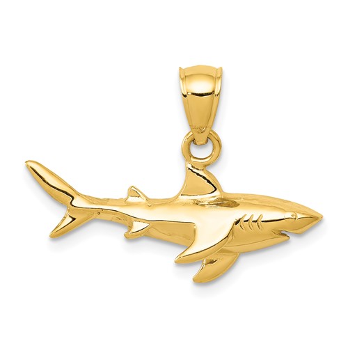 14K Yellow Gold Shark Pendant