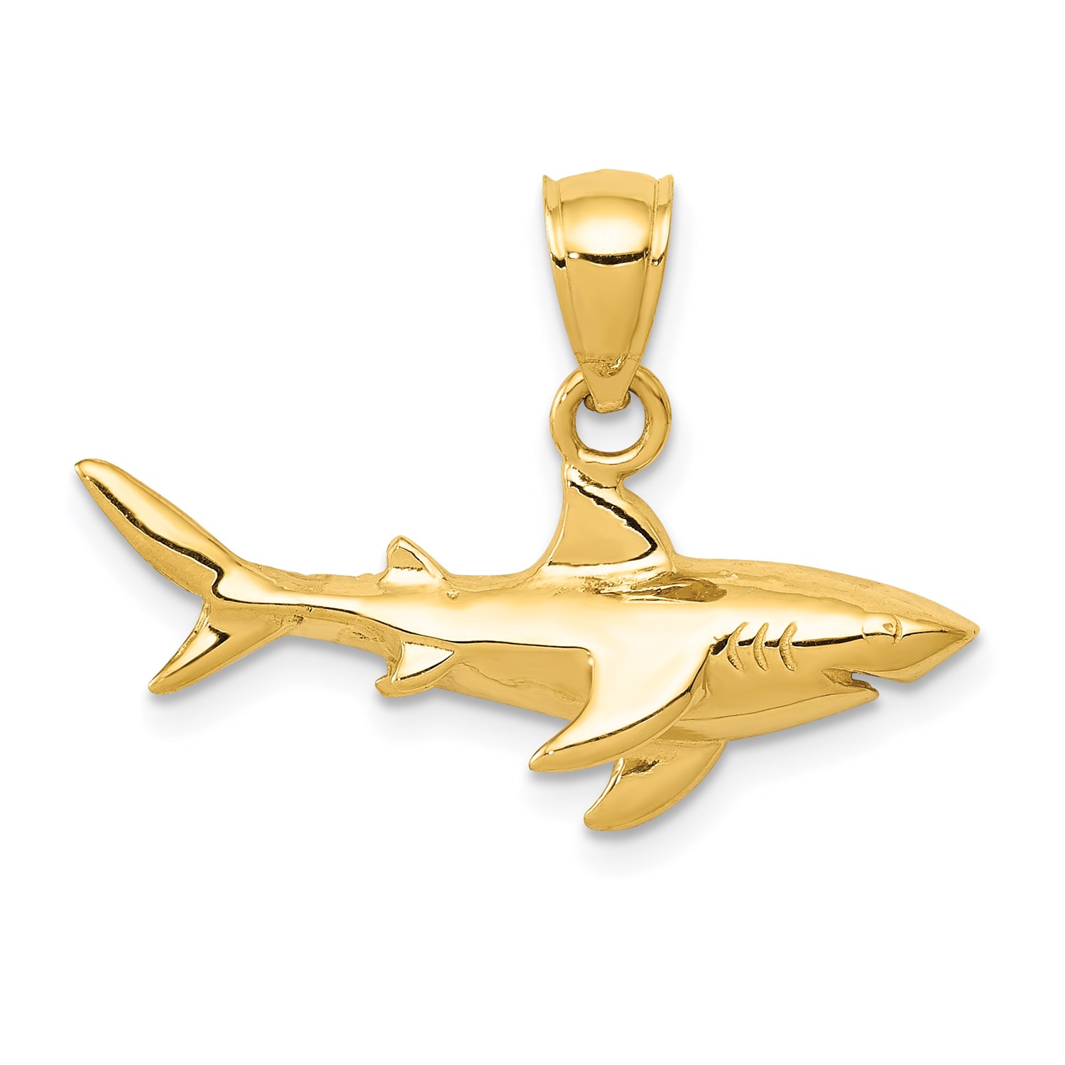 Shark Pendant In 14k Yellow Gold For 14k Yellow Gold Shark Pendant 0 7inx0 9in