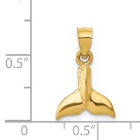 14K Yellow Gold 3-D Whale Tail Pendant view 3