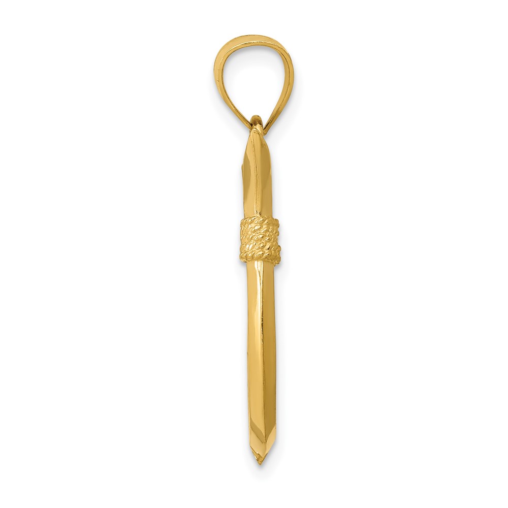 14K 3D Whale Tail Hook Pendant (D3417)