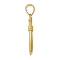14K Yellow Gold 3-D Whale Tail Hook Pendant view 2