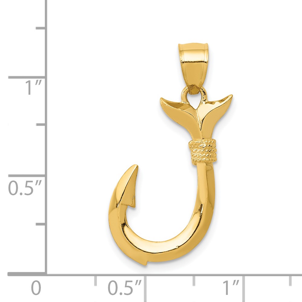 14K 3D Whale Tail Hook Pendant (D3417)