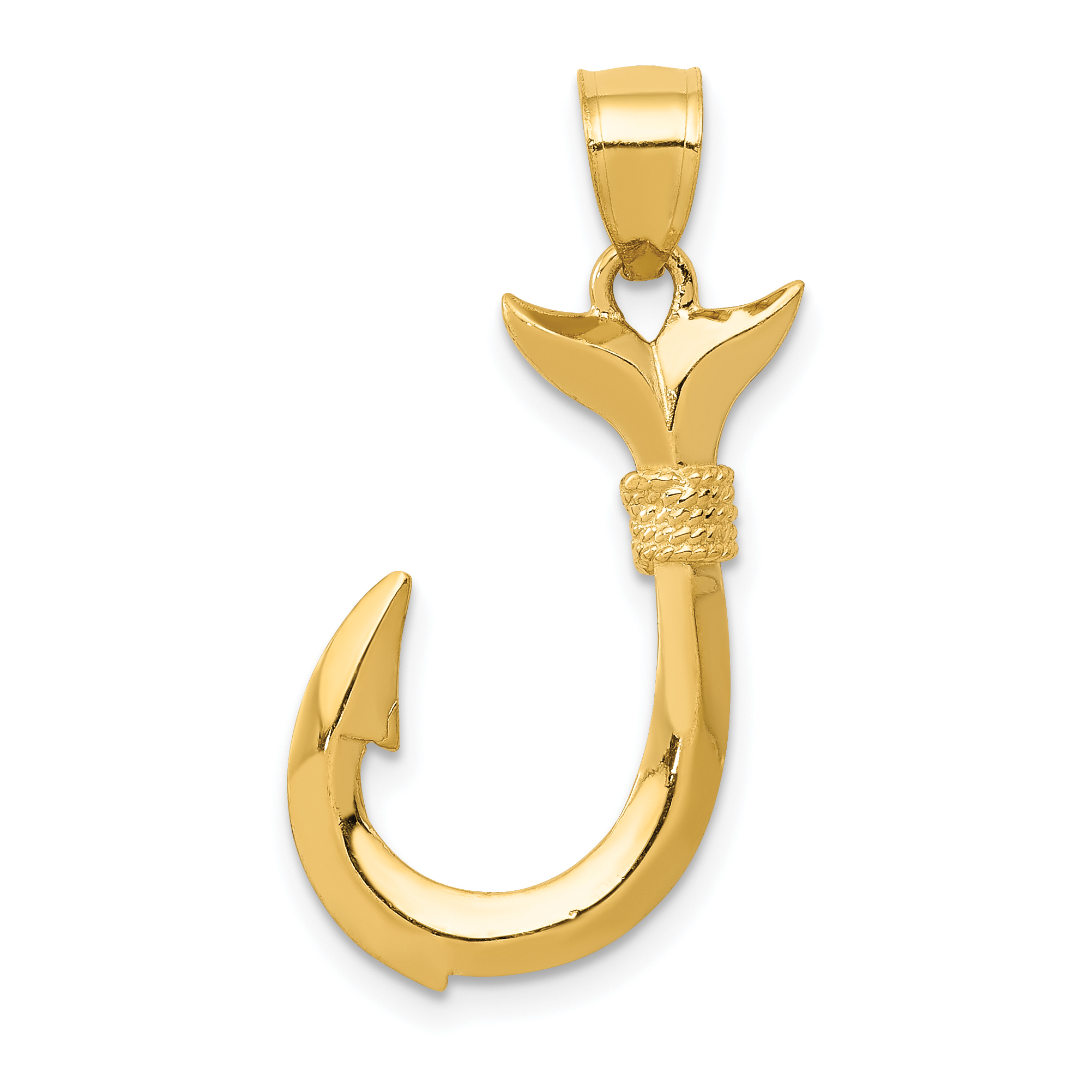 14K 3D Whale Tail Hook Pendant (D3417)