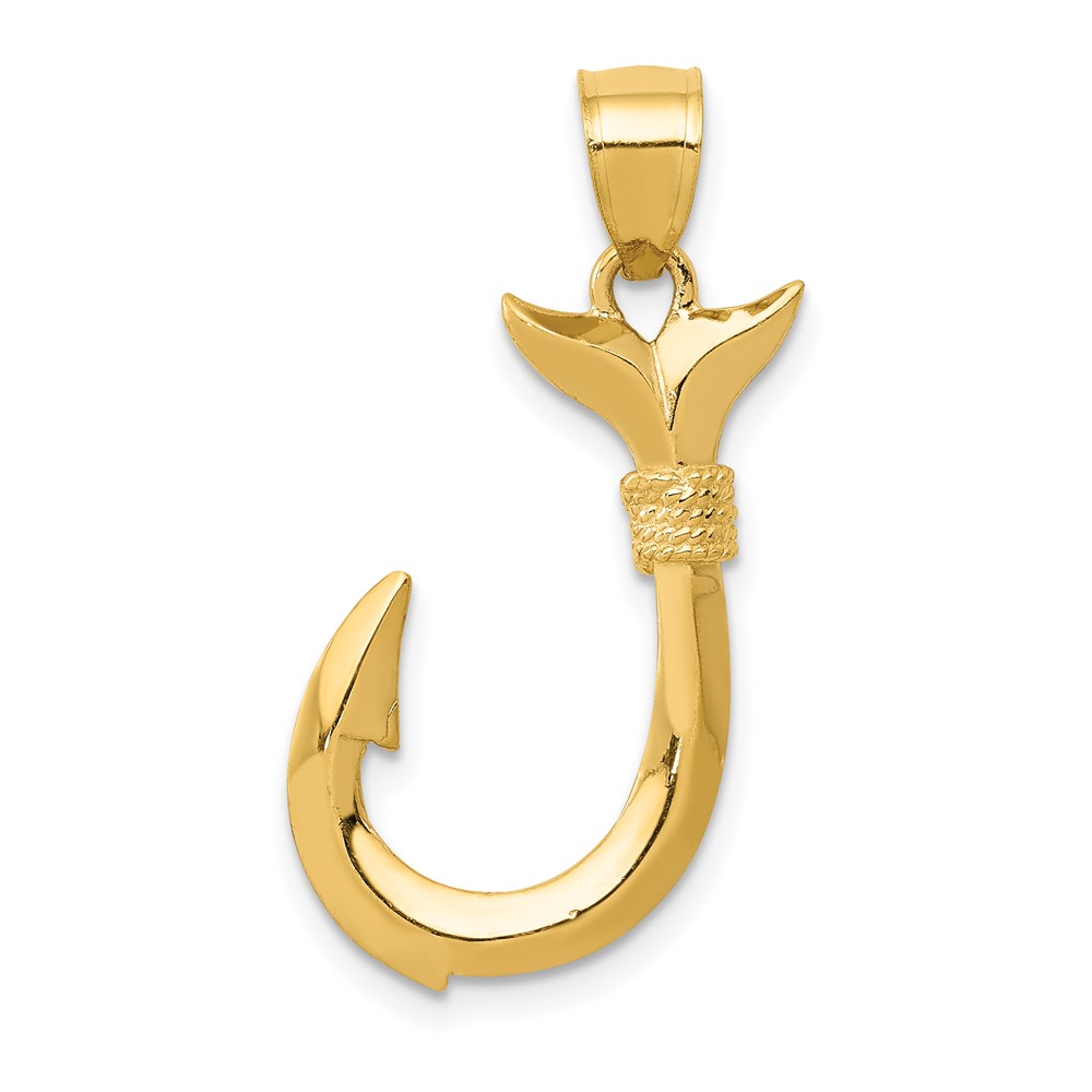 14K 3D Whale Tail Hook Pendant (D3417)