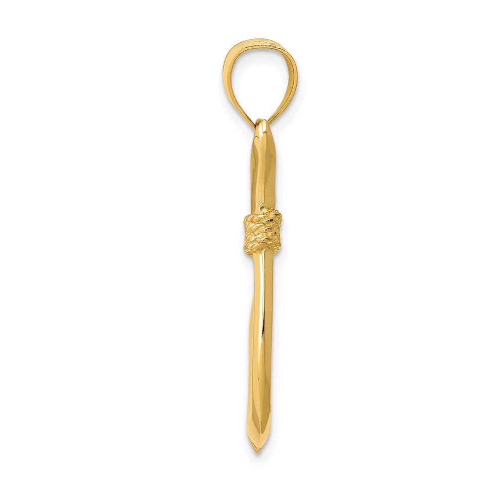 14K 3D Whale Tail Hook Pendant (D3418)