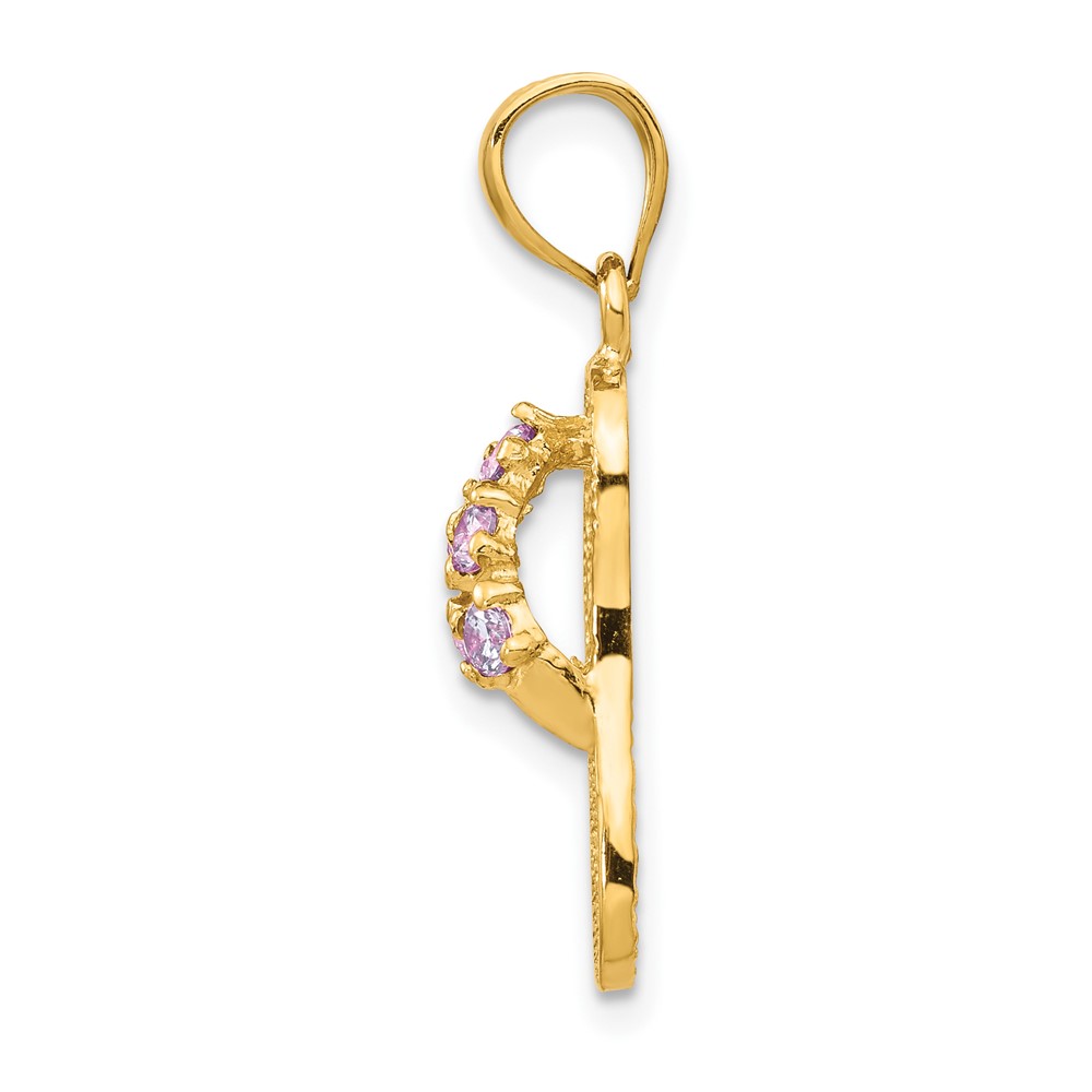 14k  3D February/CZ Birthstone Flip Flop Pendant (D3422)