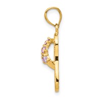14K Yellow Gold 3-D February Purple CZ Birthstone Flip Flop Pendant view 2