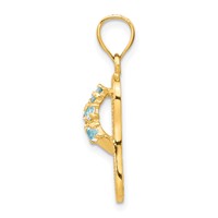 14K Yellow Gold 3-D March Blue CZ Birthstone Flip Flop Pendant view 2