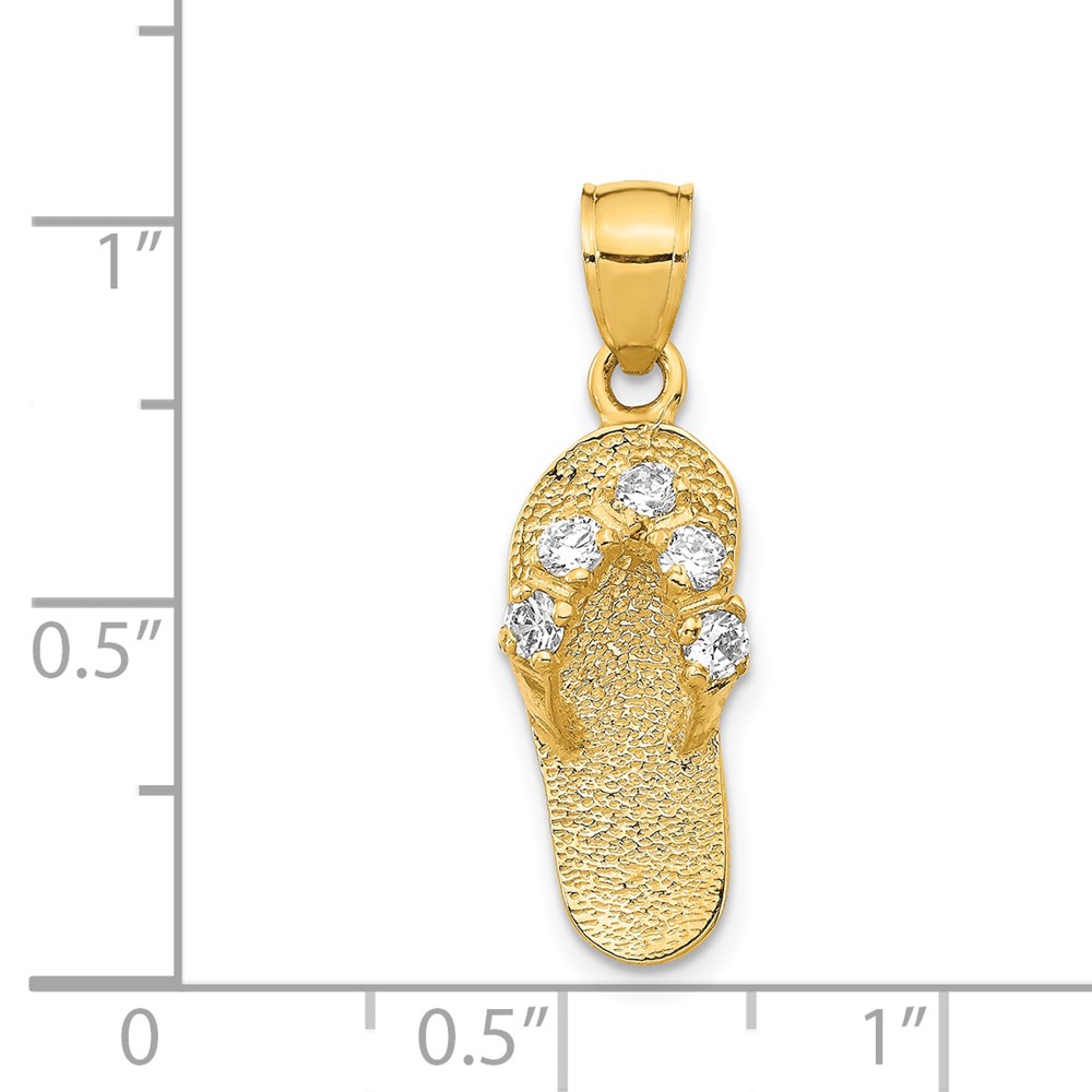 14k  3D April/CZ Birthstone Flip Flop Pendant (D3424)
