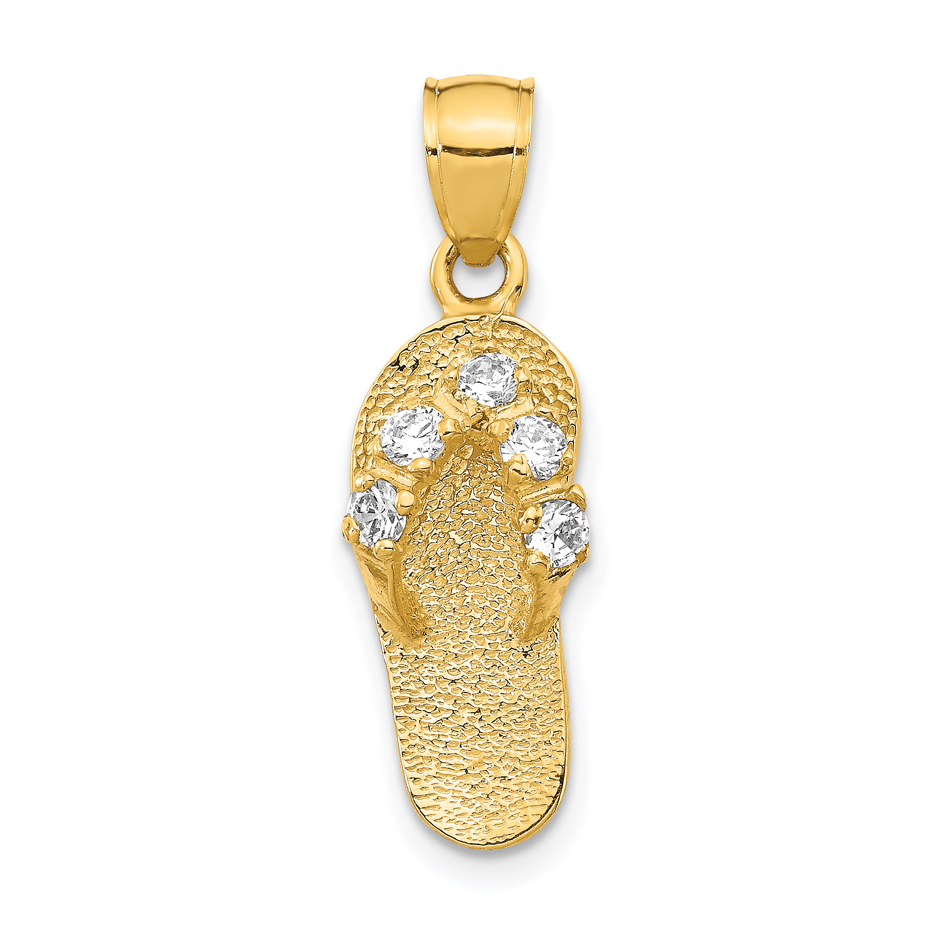14k  3D April/CZ Birthstone Flip Flop Pendant (D3424)