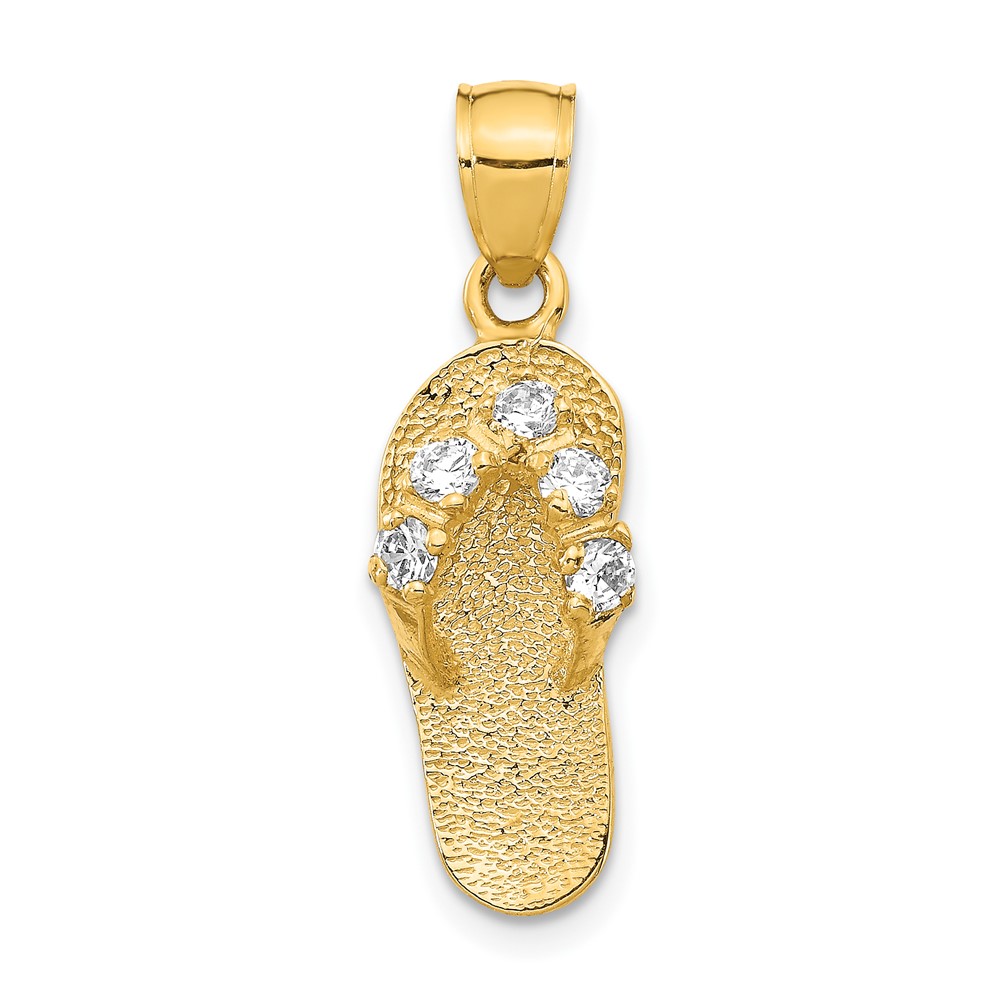 14k  3D April/CZ Birthstone Flip Flop Pendant (D3424)