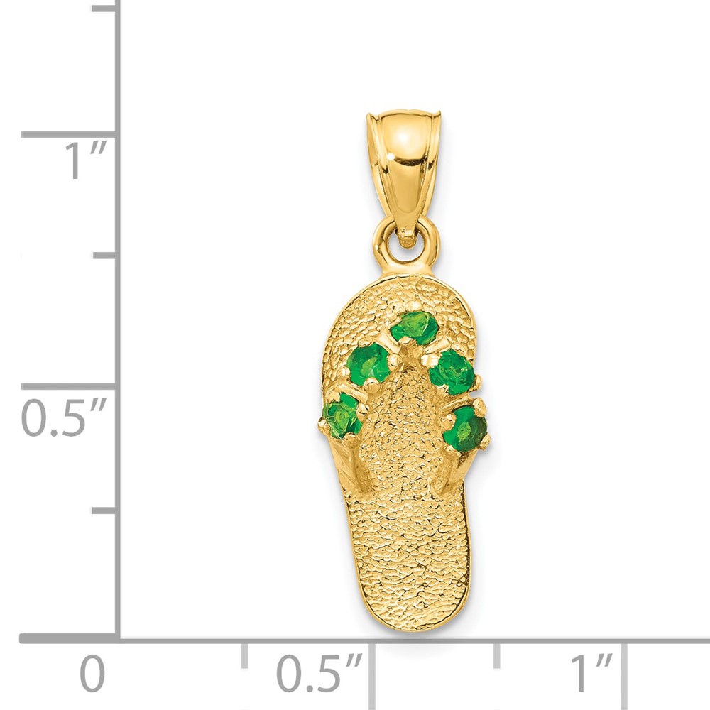 14k  3D May/CZ Birthstone Flip Flop Pendant (D3425)