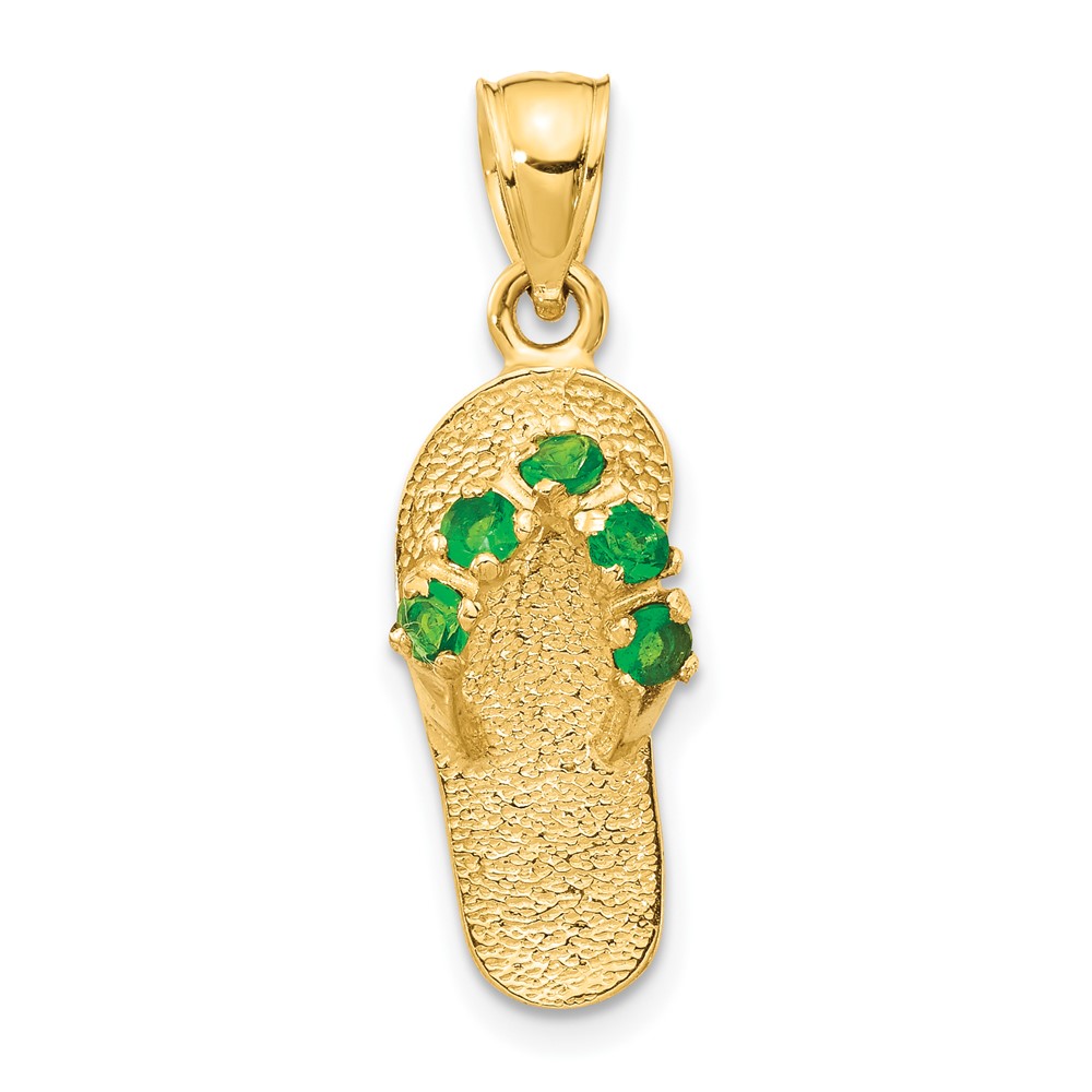 14k  3D May/CZ Birthstone Flip Flop Pendant (D3425)