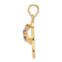 14K Yellow Gold 3-D June Red CZ Birthstone Flip Flop Pendant view 2