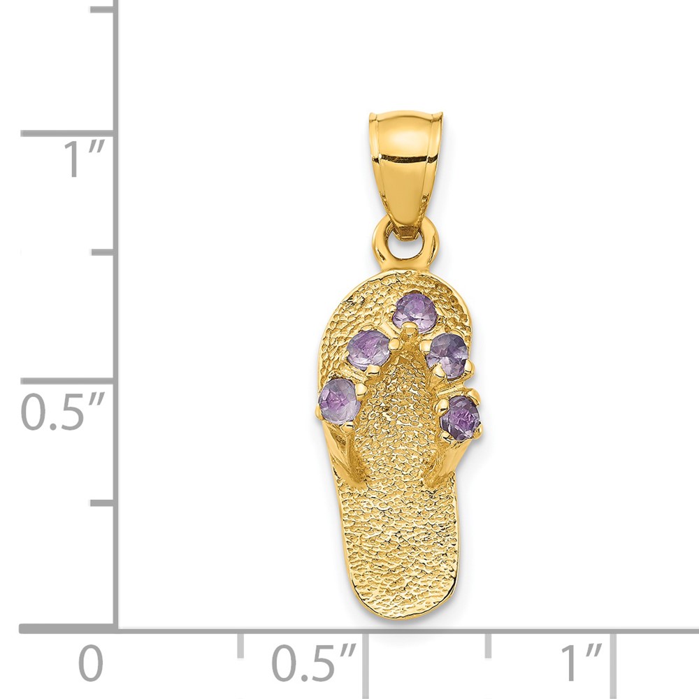 14k  3D June/CZ Birthstone Flip Flop Pendant (D3426)