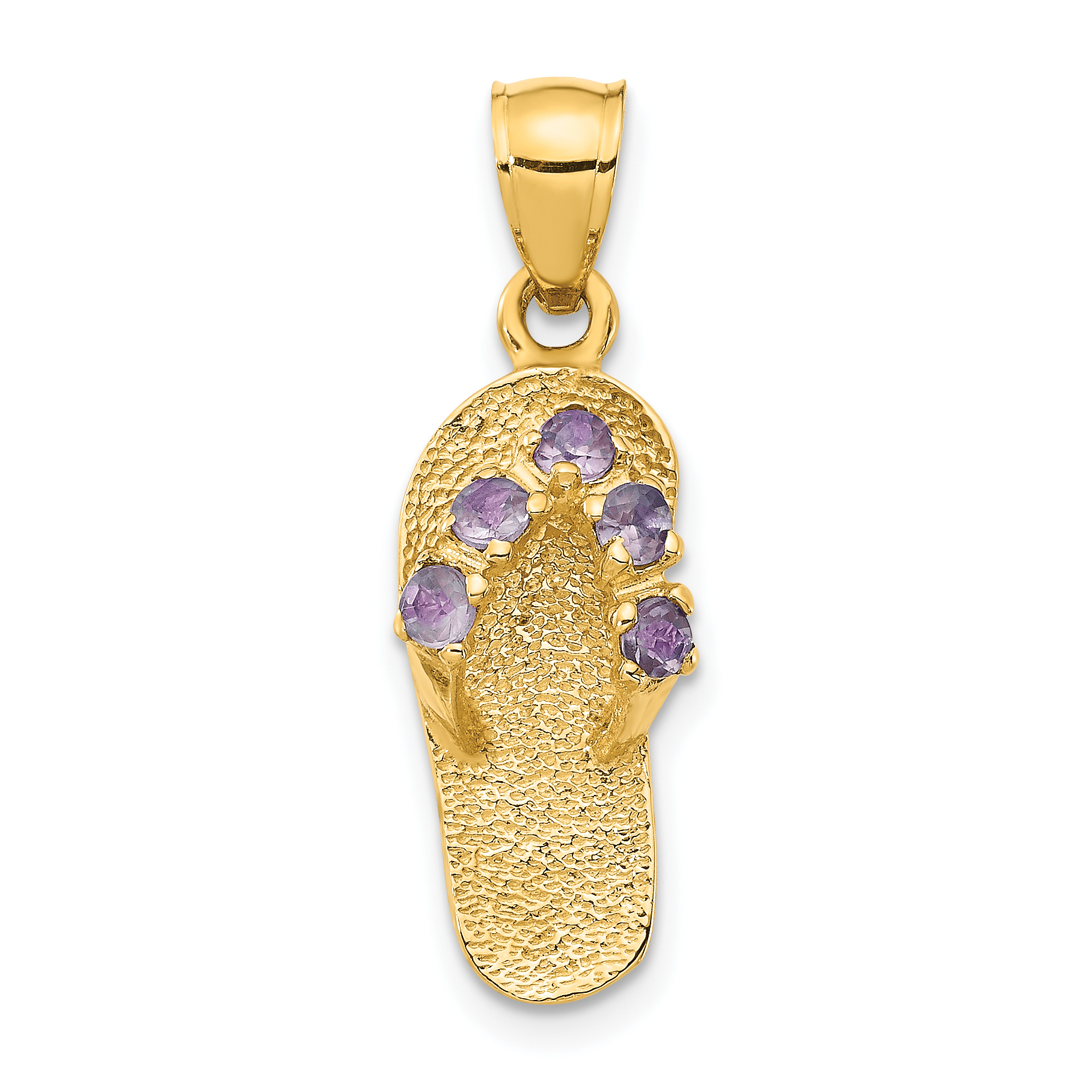14k  3D June/CZ Birthstone Flip Flop Pendant (D3426)
