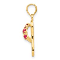 14K 3-D July Red CZ Birthstone Flip Flop Pendant view 2
