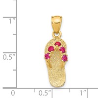 14K 3-D July Red CZ Birthstone Flip Flop Pendant view 3