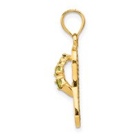14K Yellow Gold 3-D August Green CZ Birthstone Flip Flop Pendant view 2