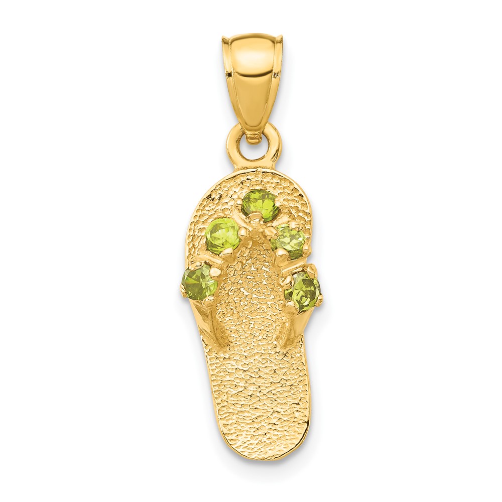 14k  3D August/CZ Birthstone Flip Flop Pendant (D3428)