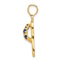 14K Yellow Gold 3-D September Blue CZ Birthstone Flip Flop Pendant view 2