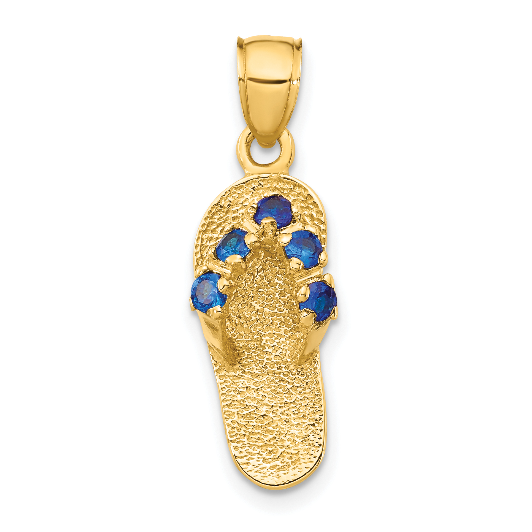 14k  3D September/CZ Birthstone Flip Flop Pendant (D3429)